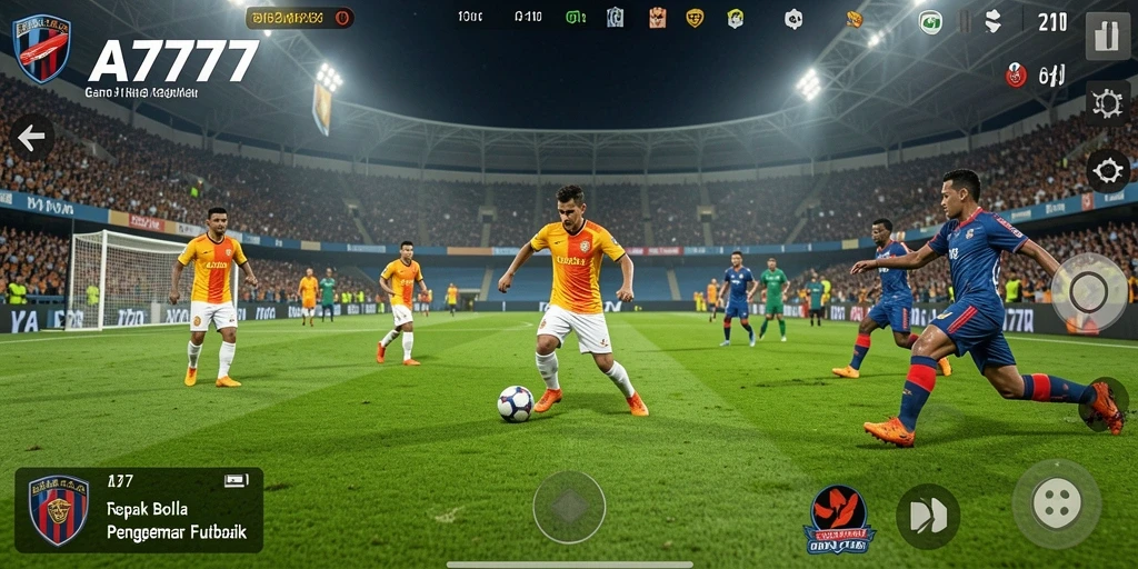 Tampilan gameplay A7777 yang menampilkan aksi sepak bola yang seru.
