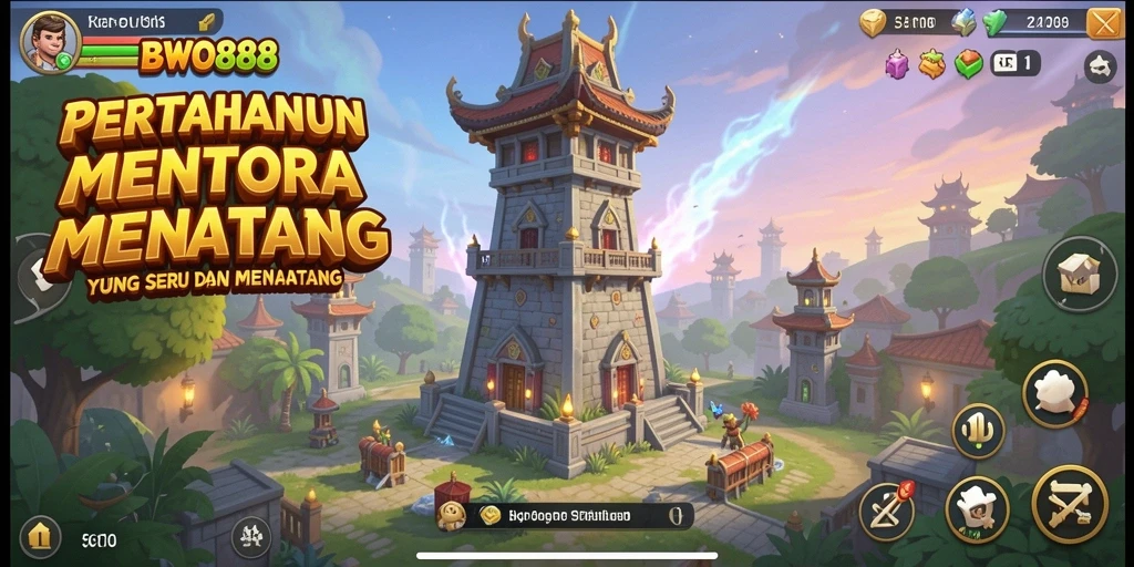 Tampilan gameplay seru menara dalam BWO888.