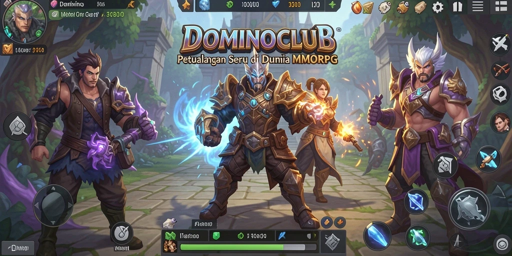 Screenshot gameplay DOMINOCLUB yang menunjukkan pertempuran seru dalam dunia MMORPG.