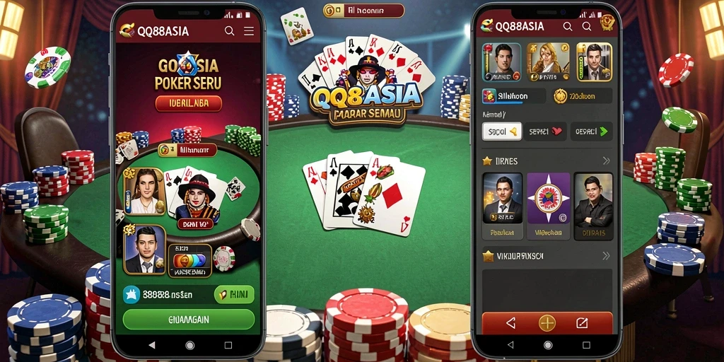 Tampilan gameplay seru dalam QQ88ASIA, menampilkan aksi poker yang mendebarkan.