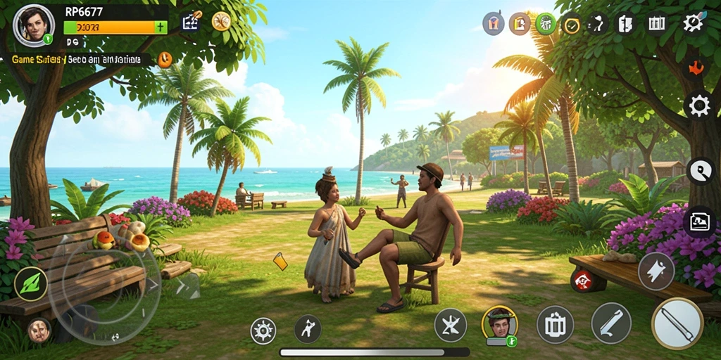 Tampilan gameplay seru dari RP6677 yang penuh warna dan karakter menarik.