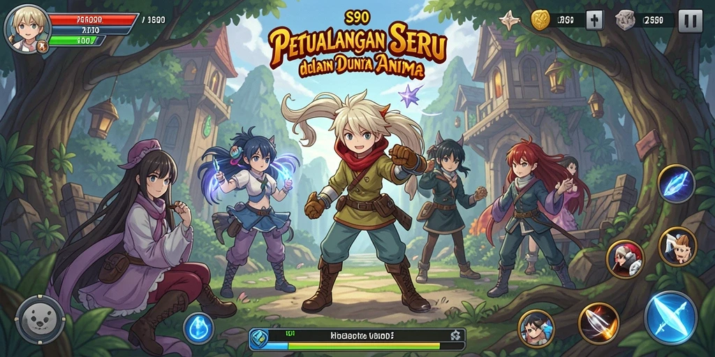 Menggambarkan aksi gameplay seru dalam dunia Anime.